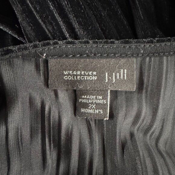 J. Jill‎ Wearever Collection Velvet Top 2X Black Ribbed Long Sleeve TP-3226 - Picture 5 of 7
